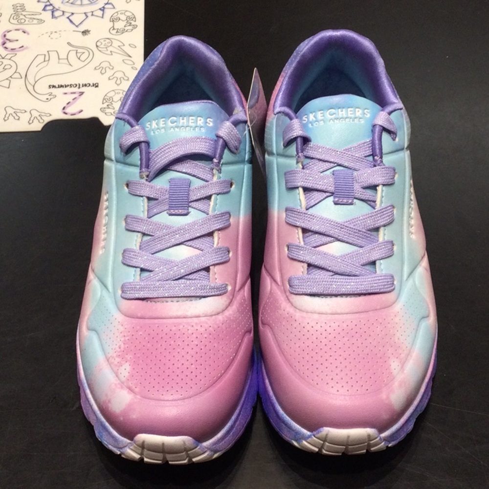 Skechers street uno splatter shines size 4 NWT NIB